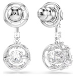 Constella drop earrings Round cut, Dancing stone, White, Rhodium plated